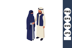 Middle Eastern Couple Wearing Traditional Clothing Standing Product Image 1