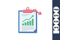 Clipboard with financial growth chart and pink dumbbell for Product Image 1