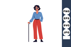 Woman with sunglasses standing confidently holding a cane we Product Image 1