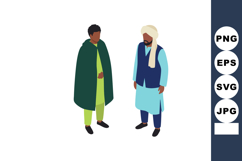 Two men wearing traditional ethnic clothing standing and fac Product Image 1