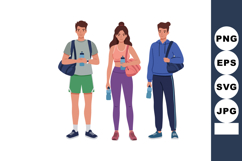 Young adults holding water bottles dressed in casual sportsw Product Image 1