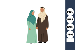 Muslim couple in traditional clothing holding hands vector i Product Image 1