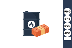Oil barrel with dollar money stack symbolizing energy cost a Product Image 1
