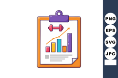 Fitness progress report with colorful bar chart and dumbbell Product Image 1