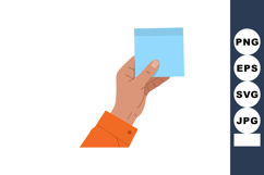 Hand holding small blue plastic packet with orange sleeve ve Product Image 1