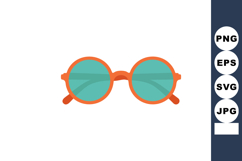 Round orange frame sunglasses with blue lenses vector icon m Product Image 1