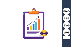 Clipboard with colorful bar chart and upward arrow showing g Product Image 1