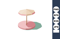 Beach umbrella casting shadow on round platform in minimal s Product Image 1
