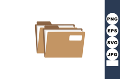 Brown office folders stacked with white labels vector illust Product Image 1