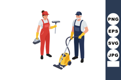 Cleaning workers with equipment in protective gloves holding Product Image 1