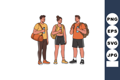 Group of three young adults in casual sportswear holding wat Product Image 1