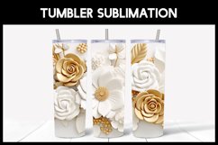 9 3D White Tumbler Sublimation |3D Flower Tumbler Wrap Product Image 4
