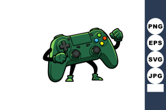 Green gamepad character with arms and legs in dynamic pose v Product Image 1