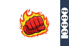 Red Fist Punch with Yellow and Orange Flames Vector Illustra Product Image 1