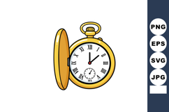 Vintage gold pocket watch with open cover and roman numerals Product Image 1