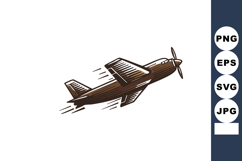 Vintage Propeller Airplane Flying Retro Style Vector Illustr Product Image 1