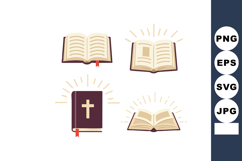 Christian Holy Bible open book symbols with glowing light ve Product Image 1