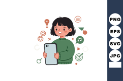 Young girl holding smartphone with social media and digital Product Image 1