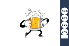 Cartoon beer mug character holding frothy beer glass with bu Product Image 1