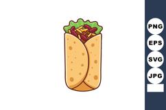 Burrito with lettuce beans and rice vector illustration in s Product Image 1