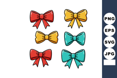 Colorful red yellow and teal bow ties collection vector illu Product Image 1
