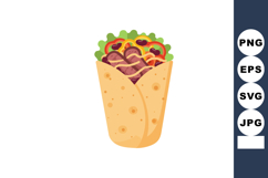Burrito filled with grilled meat vegetables and fresh greens Product Image 1