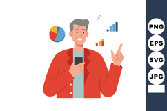 Man holding smartphone analyzing colorful business charts an Product Image 1