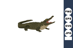 Crocodile with open mouth resting on white background vector Product Image 1