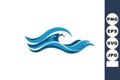 Blue ocean wave vector illustration with stylized water spla Product Image 1