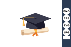 Graduation cap with diploma scroll symbolizing academic achi Product Image 1