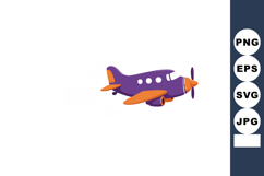 Purple and orange small airplane vector illustration with pr Product Image 1