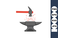 Hammer Striking Anvil Producing Sparks Blacksmithing Tool Ve Product Image 1