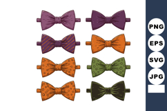 Colorful vintage bow ties collection with purple orange gree Product Image 1