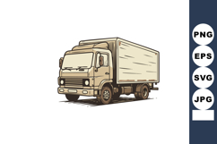 Delivery truck vehicle illustration with beige and brown col Product Image 1
