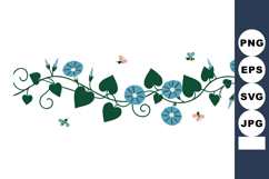 Blue Morning Glory Vine Floral Decorative Vector Illustratio Product Image 1