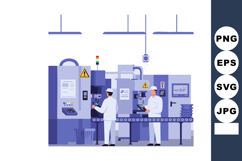 Factory Workers Operating Automated Machines in Modern Indus Product Image 1