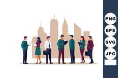 Business people networking in urban city skyline office envi Product Image 1