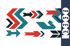 Colorful abstract arrows set in red blue and black for desig Product Image 1