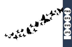 Butterfly silhouettes flying in ascending diagonal pattern v Product Image 1