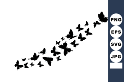 Butterfly silhouette vector flying in diagonal formation nat Product Image 1