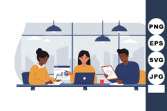 Diverse group of coworkers collaborating at office table wit Product Image 1