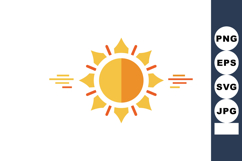 Sun icon with yellow and orange rays vector illustration in Product Image 1