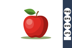 Red apple with green leaf vector illustration in simple flat Product Image 1