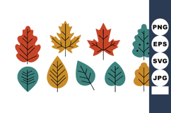 Colorful stylized autumn leaves vector set in orange yellow Product Image 1