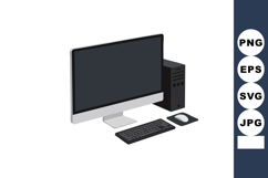 Desktop Computer Setup with Monitor Keyboard Mouse and CPU T Product Image 1