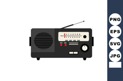 Vintage black radio receiver with tuning dial and antenna ve Product Image 1