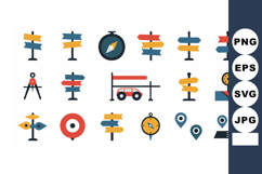 Direction signs compass pointers map location markers naviga Product Image 1
