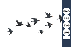 Flying birds silhouette in formation vector illustration in Product Image 1