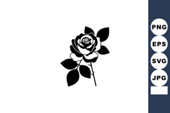 Rose flower botanical vector illustration with leaves and st Product Image 1