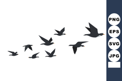 Flying birds silhouette in formation vector illustration nat Product Image 1